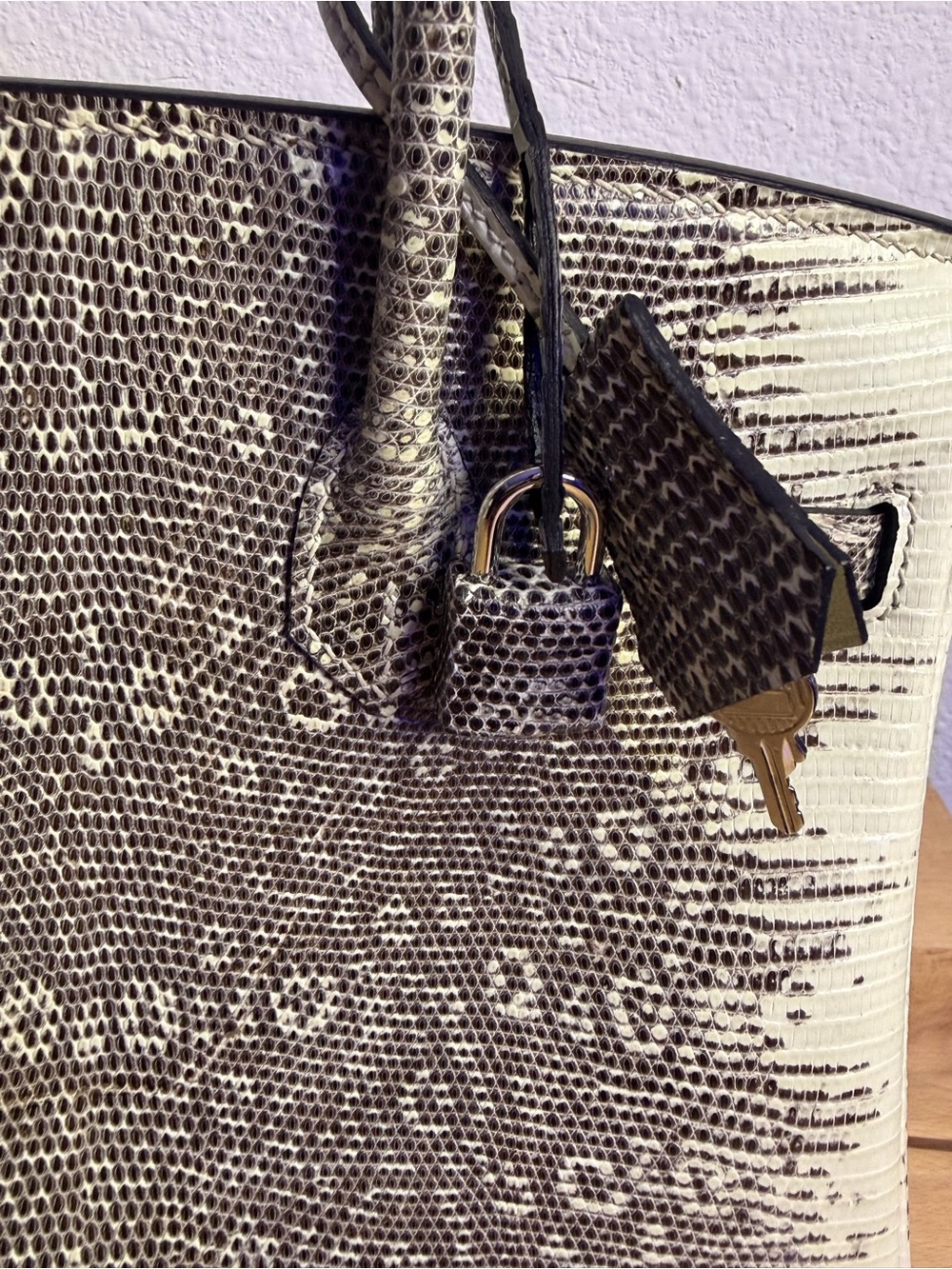 H Ombre genuine Varanus Salvator ring Lizard Birkin 25 Retourne PHW soldout rare - Picture 6 of 9